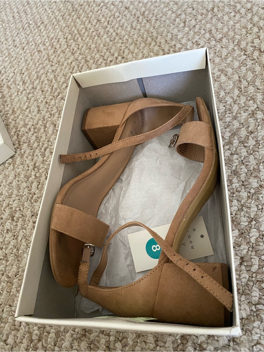 a new day Tan Suede Block Heel Sandals